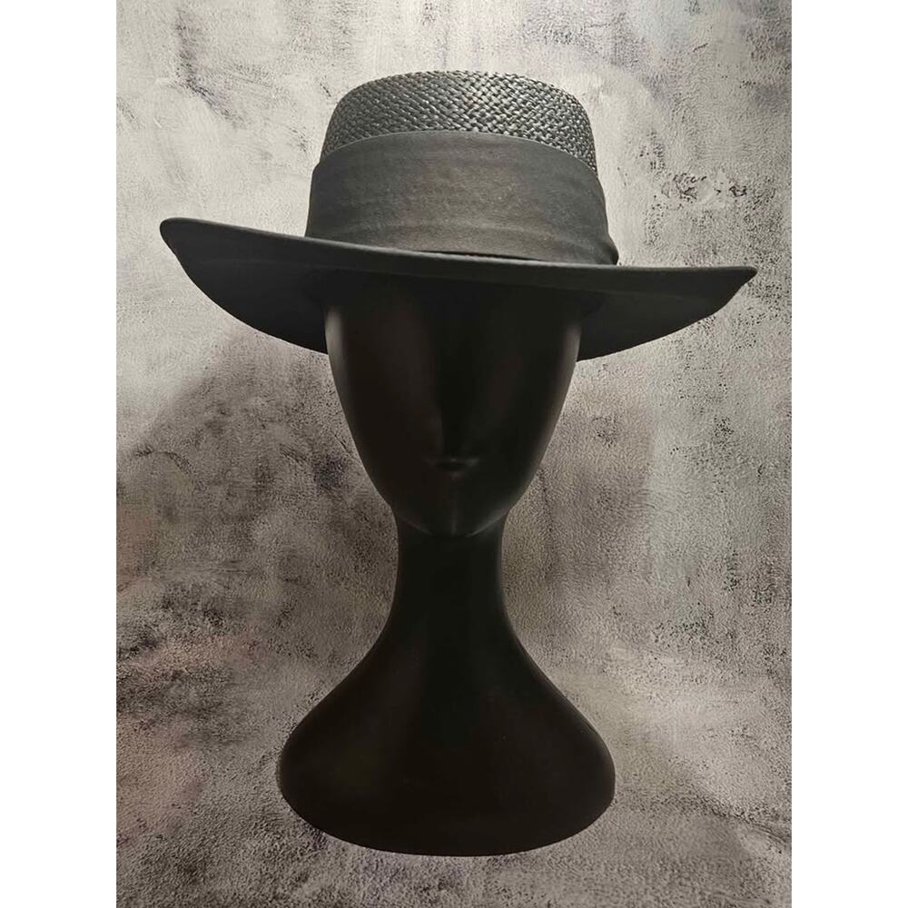 🖤 Preston & York Black Woven Brimmed Hat – 3.25" Brim